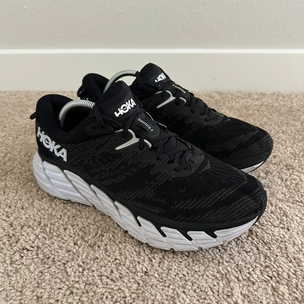 Hoka Gaviota 4 Running Shoes Mens 10.5 Black White 1123198 Stability Sneakers